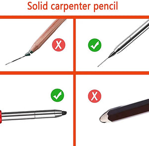 Solid Carpenter Pencil Set – Mechanical Woodworking Pencil with Sharpener