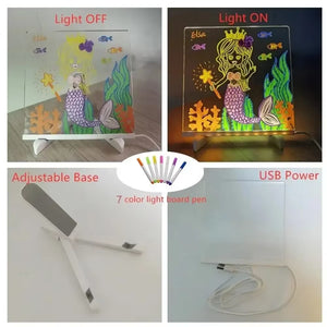 LED Acrylic Drawing Board Night Light - Erasable USB Message Lamp for Kids' Bedroom & Gifts