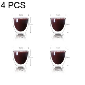 Double Wall Glass Cup Heat Insulation Transparent Handmade Tea Drink Cups MINI Whisky Glasses Espresso Coffee Mug