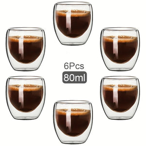 Double Wall Glass Cup Heat Insulation Transparent Handmade Tea Drink Cups MINI Whisky Glasses Espresso Coffee Mug