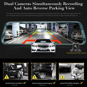 Car DVR Mirror Camera Front Rear Dash Cam Dual Lens Rear View Mirror Auto Dashcam Mirror DVR Black Box Vehicle Recorder Dashcams